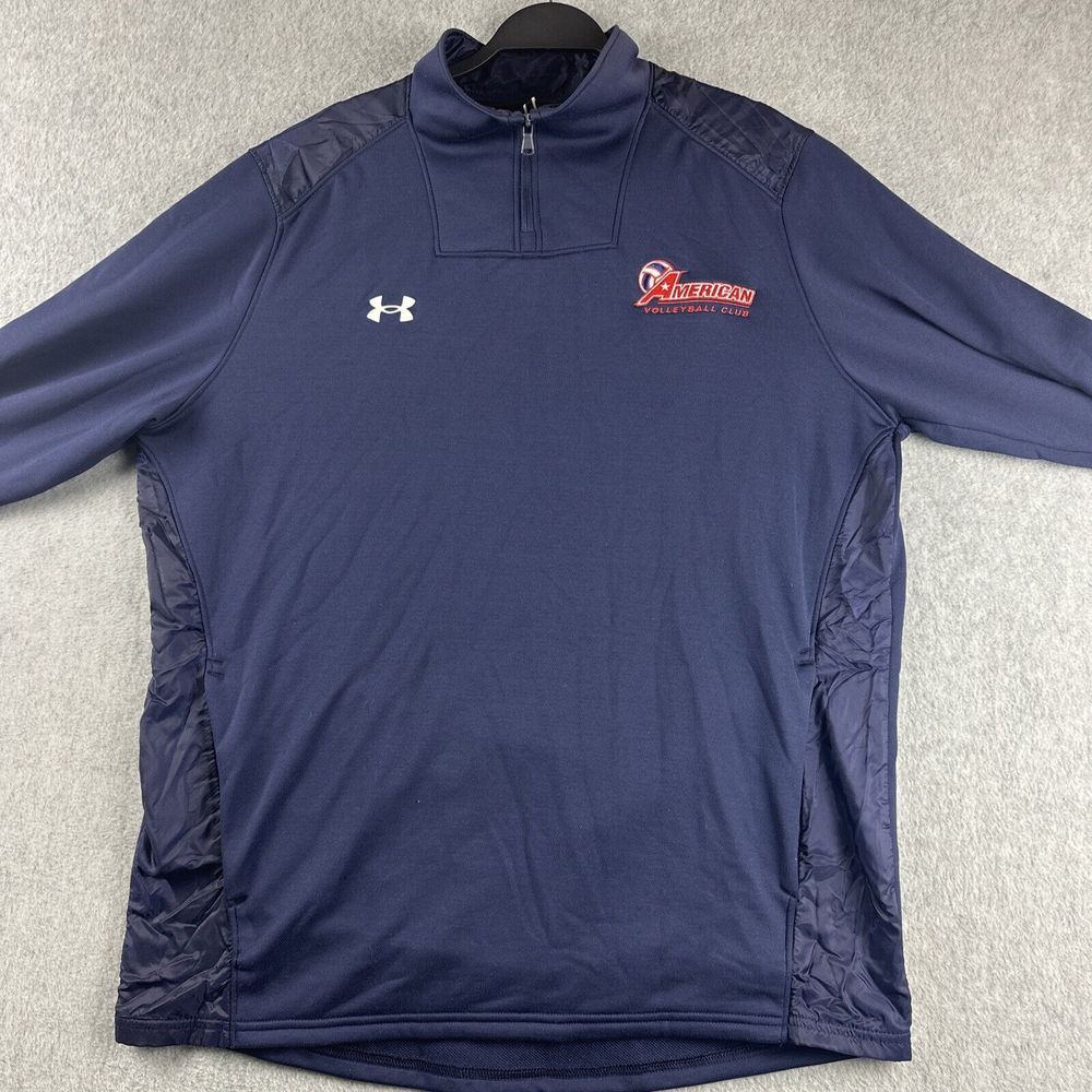 Under Armour 1/4 Quarter Zip Mens XL Blue‎ L/S Pullover Performance Loose